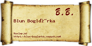 Blun Boglárka névjegykártya